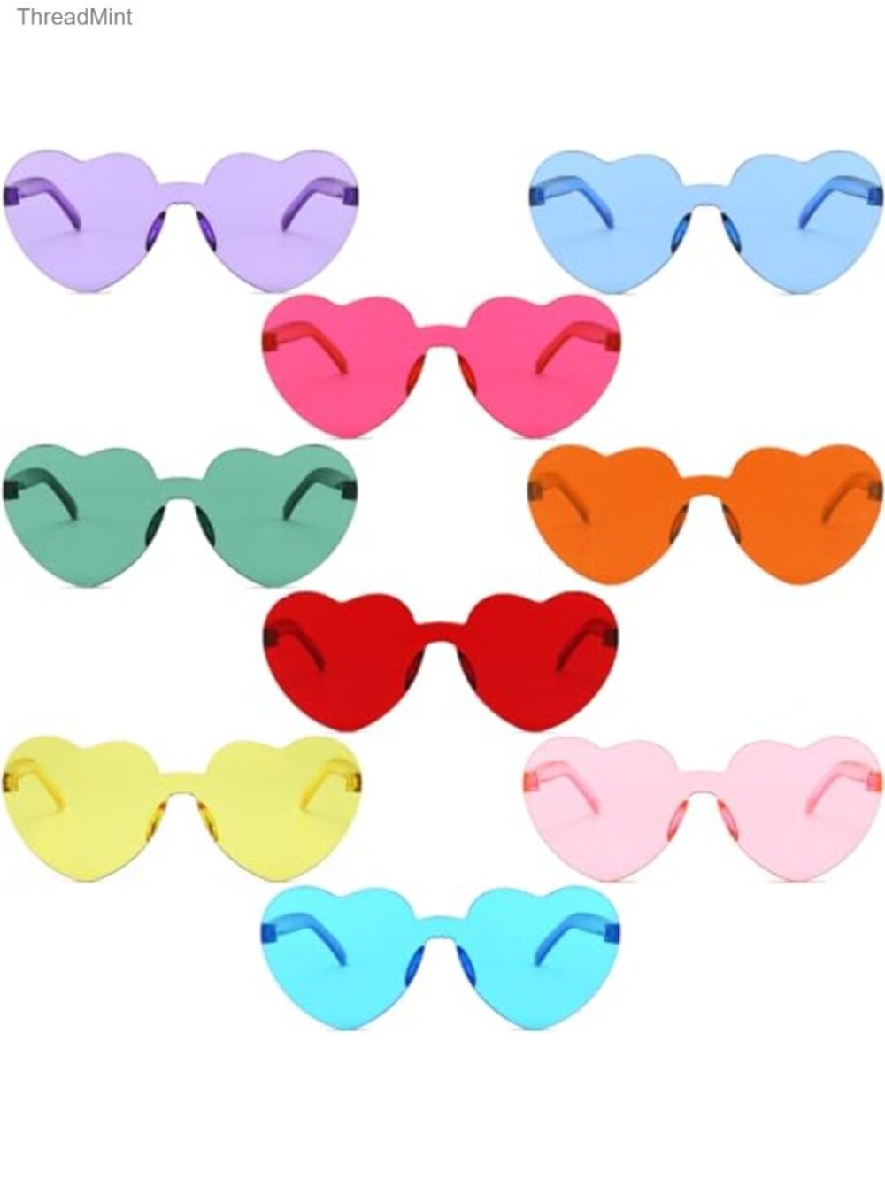 Frameless Heart Sunglasses Retro Party Favors One Size